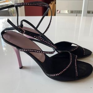 Enzo Angiolini Size 8 Black/Pink Rhinestones Heel